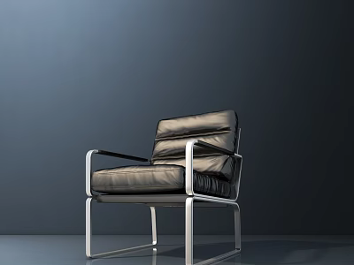 Modern Black Leather Leisure Chair With Metal Frame And Comfortable Design 3d model