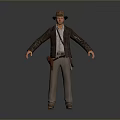 Brown Leather Jacket With Gray Shirt Brown Pants Hat And Holster Daily Use Items