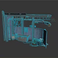 Industrial Style Scene Components With Metal Pipes Blue Wall Panels Workbench And Barrel