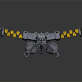 Cosmic Spaceship Design Featuring Detailed Mechanical Structure And Multiple Yellow Thrusters 3d model
