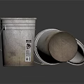 Two Metal Buckets With Labels And Open Lid For Household Storage