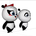 Cute Panda Dolls With Red Bow And Adorable Expressions Cartoon Design Stuffed Toys