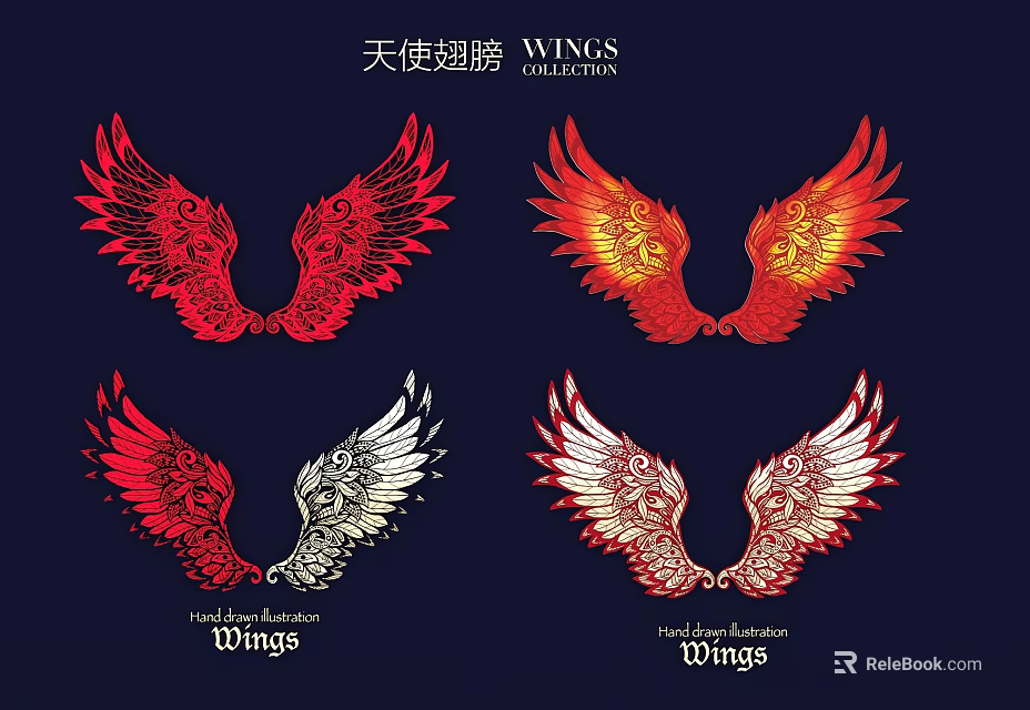 Ornate Angel Wings Wall Decor With Colorful Feather Patterns And Artistic Design Details 3d model 