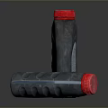 Household Liquid Bottles With Red Caps And Printed Labels For Daily Use