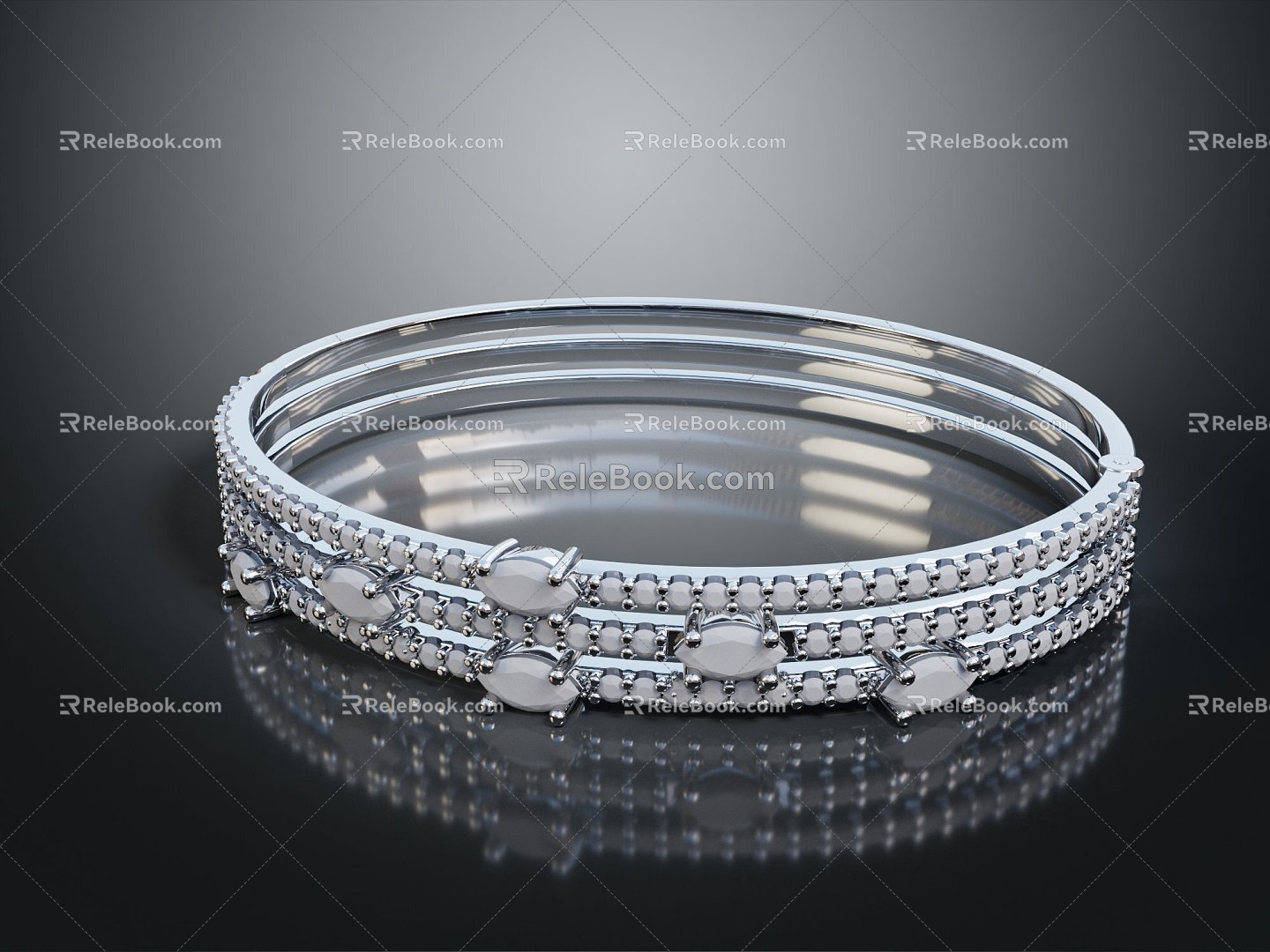 Modern Bracelet Silver Bracelet Jewelry 3d model