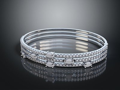 Modern Bracelet Silver Bracelet Jewelry 3d model