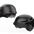 Two Modern Black Helmets With Sleek Design And Multiple Ventilation Ports 3d model