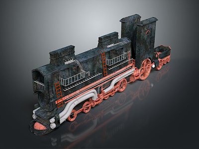 industrial LOFT train vintage train steam train carriage locomotive head 3d model