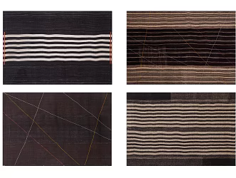 Modern Square Carpet Dark Curry Ethnic Pattern Rustic Carpet Combination 3d model