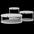 Luxury Modern Coffee Table With Circular Glass Top Intricate Greek Patterns And Silver Metal Frame