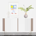 Modern Entryway Console Cabinet With Storage Doors Table Lamp And Potted Plant 3d model