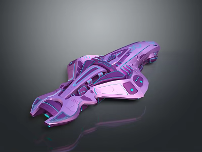 Futuristic Purple Spaceship Vehicle With Sleek Metallic Design And Glowing Accents 3d model