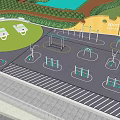Modern Pergola Design In Community Park With Green Spaces Pathways And Colorful Landscape Features