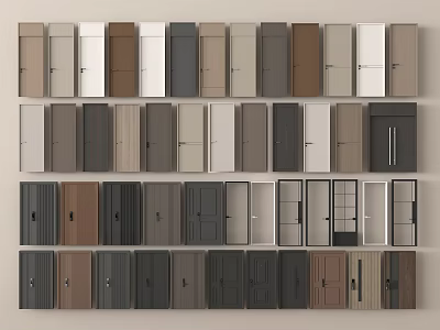 Various Interior Door Designs With Different Colors And Modern Styles 3d model