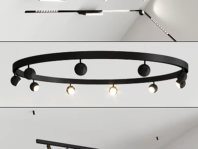 Modern Circular Ceiling Light With Multiple Lamps 3d model