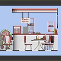 Retro Route 66 Diner Interior With Red Chairs Counter Jukebox And Checkered Floor