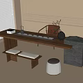 Tea Table and Chair Combination Tea Table Tea Set 3d model