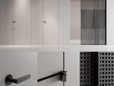 Sleek Modern Hinged Door Interior Design With Matte White Finish And Metal Handles 3d model
