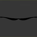 Black Curled Mustache With Spiral Ends On Gray Gradient Background And Reflection