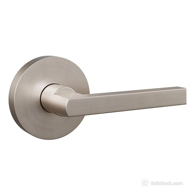 Sleek Modern Metallic Door Handle With Brushed Finish For Interior Doors 3d model 