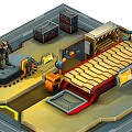 Modern Conveyor Isometric Mechanical Robot Assembling Conveyor 3d model