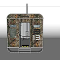 Modern Camouflage Industrial Machine With Yellow Door Control Panel And Bottom Steps