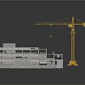 Under Construction Multi Storey Building With Yellow Crane And Structural Framework