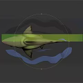 Shark Figure From The Meg Movie With 3D Blue And Green Design