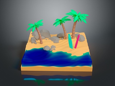 Holiday Paradise Holiday Island Holiday Island Holiday Resort Coconut Tree Cartoon Coconut Tree 3d model