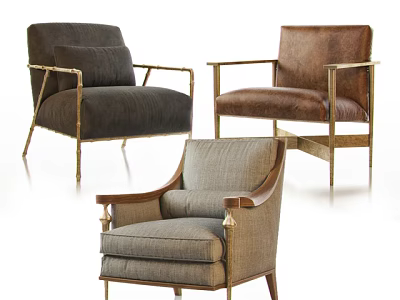 Stylish Modern Armchairs with Metal Frames and Comfortable Upholstery in Various Colors and Classic Designs 3d model