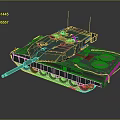 Detailed Green Military Tank 3D Model With Cannon Tracks And Antennas