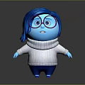 Cute Blue Doll With Pink Glasses White Turtleneck Sweater And Blue Pants
