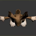 3D Animated Game Movie Character Brown White Rabbit Standing With Outstretched Arms