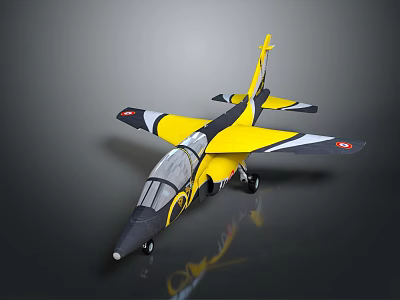 Yellow and Black Model Airplane with Sleek Aerodynamic Design and Cockpit Details 3d model