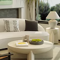 Modern Living Dining Room Interior With White Sofa Coffee Table And Green Plants