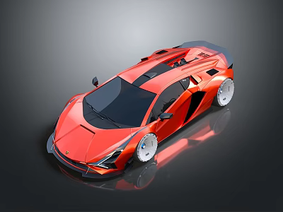 Red Sporty Supercar With Sleek Aerodynamic Design Black Accents And White Wheels 3d model