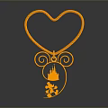 Orange Heart Shaped Metal Clothes Rack With Curved Scroll Base And Reflection