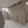 Modern Public Toilet Interior With Marble Sink Counter Double Mirrors And Gender Signs
