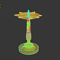 Traditional Golden Decorative Lamp With Star Shaped Top And Intricate Columnar Base