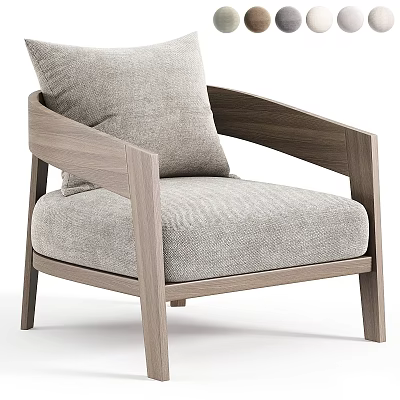Modern Leisure Chair With Wooden Frame Gray Upholstery And Comfortable Cushion 3d model