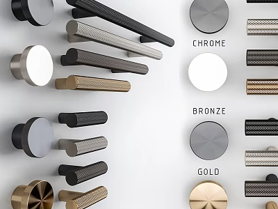 Decorative Ornament Handle Set With Chrome Bronze Gold And Various Modern Styles 3d model