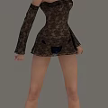Woman Wearing Floral Lace Long Sleeve Top With Short Pants Standing