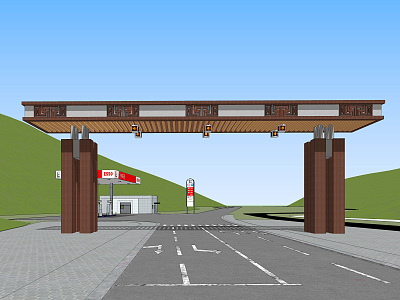 New Chinese Style Gate Scenic Area model