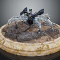 Detailed Character Riding Mechanical Spider Creature Model With Rock Display Base 3d model