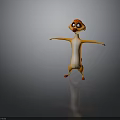 Playful Cartoon Meerkat With Orange And White Body Red Eyes Standing With Arms Outstretched