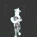 3D Anthropomorphic Animal Character With Black White Fur And Blue Glowing Patterns Standing Arms Crossed