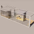Modular Container Building With Open Design Wooden Deck And Outdoor Seating Area 3d model