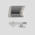 Modern White Ceramic Washbasin With Illuminated Mirror And Towel In Bathroom