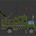 Green Military Vehicle With Radar System Red Star Insignia Antenna And Solar Panels