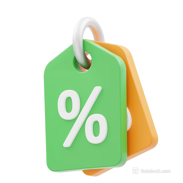 Green And Orange Decorative Ornament Set With Percent Sign Tags For Home Decor 3d model 